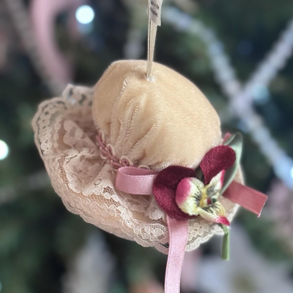 Wayne Kleski Katherine's Collection Ornament In Box Victorian Top Hat Pink Ivory